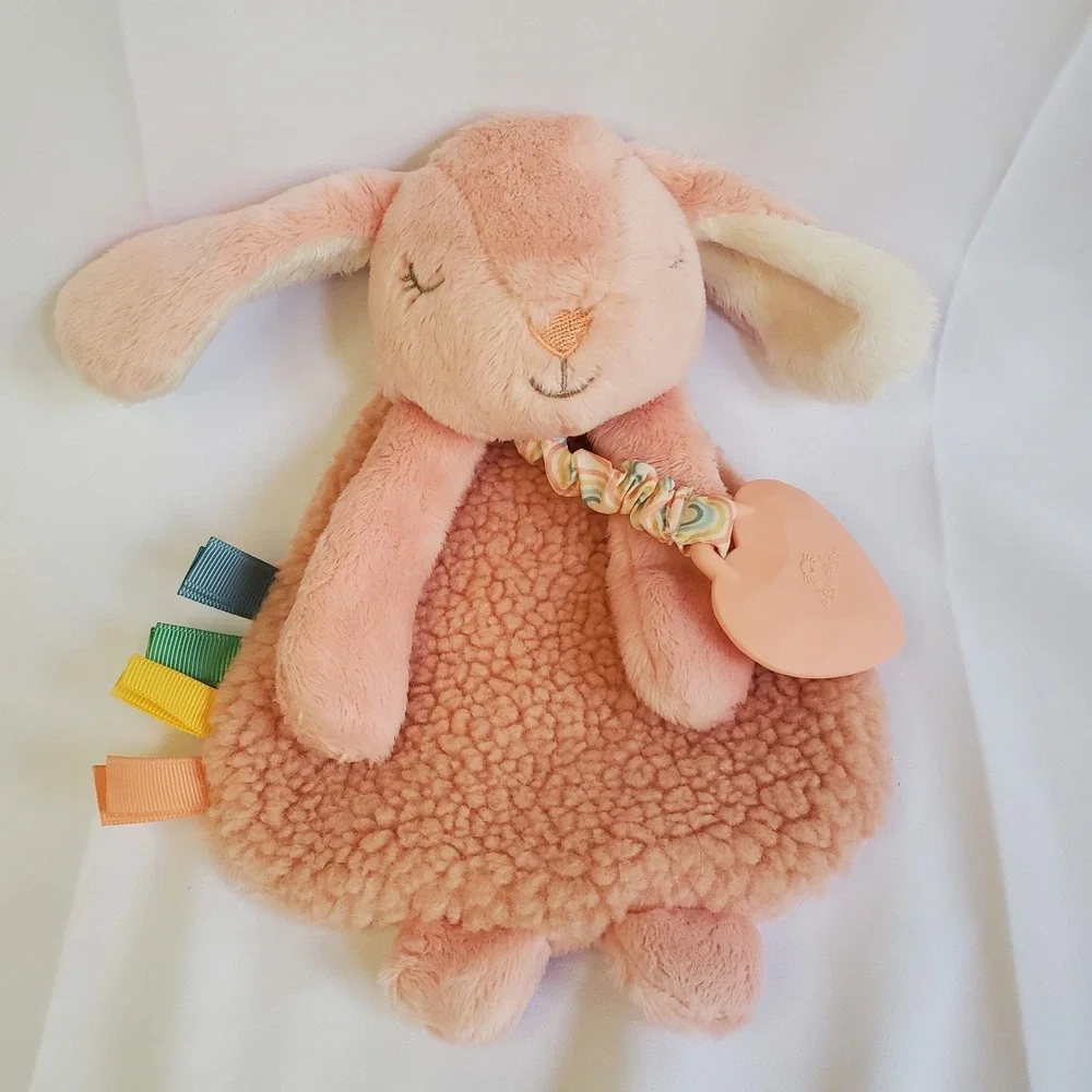 Itzy Ritzy Lovey Security Blanket Teether Baby Lovey Textured Pink Bunny Rabbit
